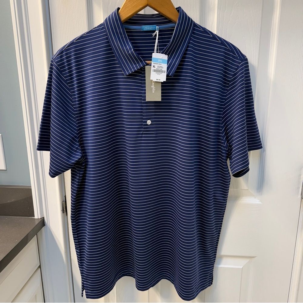 NWT J. McGlaughlin Fairhope Navy White Polo Shirt Size XL